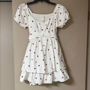 Jessica Simpson Cream Mini Dress with Red Floral Accents